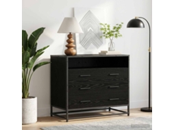 Vidaxl Gabinete De Gavetas 3-gaveta Carvalho Preto 70 X 41 X 70 Cm