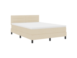 Conjunto 1 Cama Box Vidaxl Creme Tecido (140 X 190 Cm)