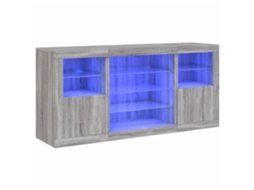 Aparador com luzes LED 142,5x37x67 cm Cinzento Sonoma MAISON EXCLUSIVE