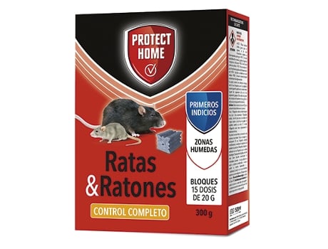 Protect Home Raticida En Bloques Ratas Ratones Y Roedores Caja Completa 24 Estuches X 300 Gr SBM
