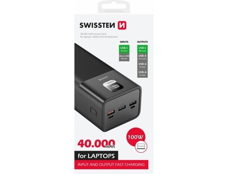 Power Bank Polímero Lítio Lipo SWISSTEN Preto