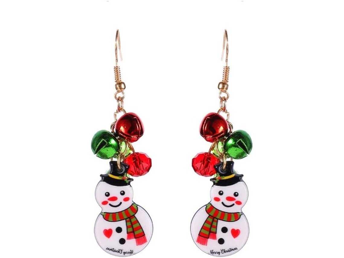 Brincos De Sino De Boneco De Neve Vermelho E Verde Para Natal Decorações Femininas Meninas Adolescentes