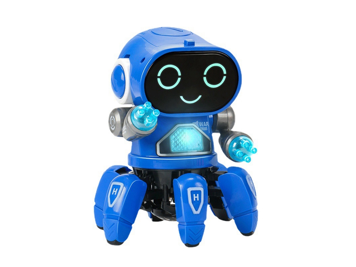 Brinquedo Robô Inteligente De Seis Garras Com Luz, Dança E Cantar Para Meninos Azul