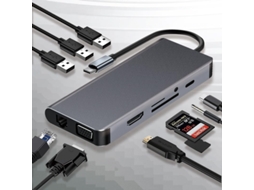 Hub Usb-c Com Estação De Acoplamento, Adaptador Multiportas 10 Em 1,