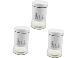 Conjunto De 3 Potes Vidro Herméticos Operitacx Para Café E Arroz, 600ml, Brancos