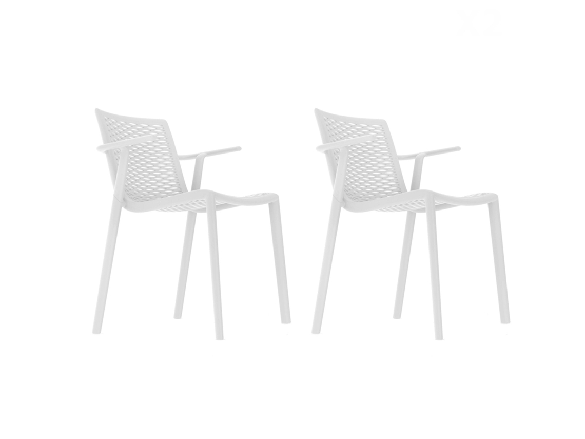 Set 2 Poltronas Interior, Exterior Branco Netkat Resol