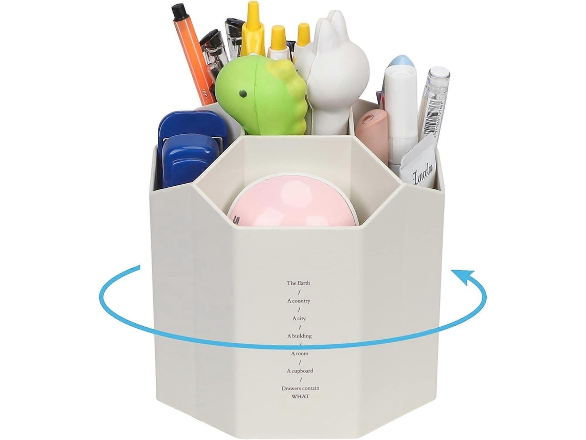 Lurelia Organizador De Maquilhagem, 360°, Grande Capacidade, Resistente, 5 Compartimentos, Com Travão, Borracha, Branco, Giratório