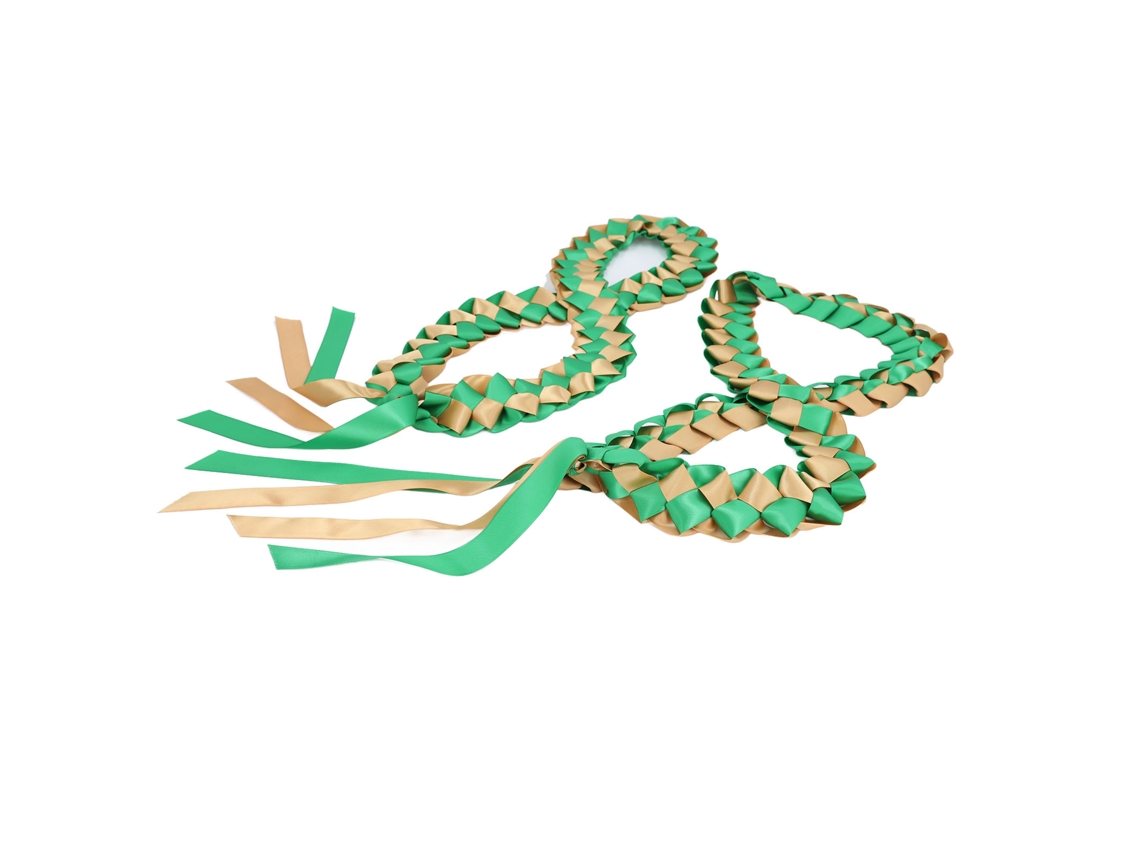 Colar de Graduação Fita Verde Ouro 2pcs 120cm