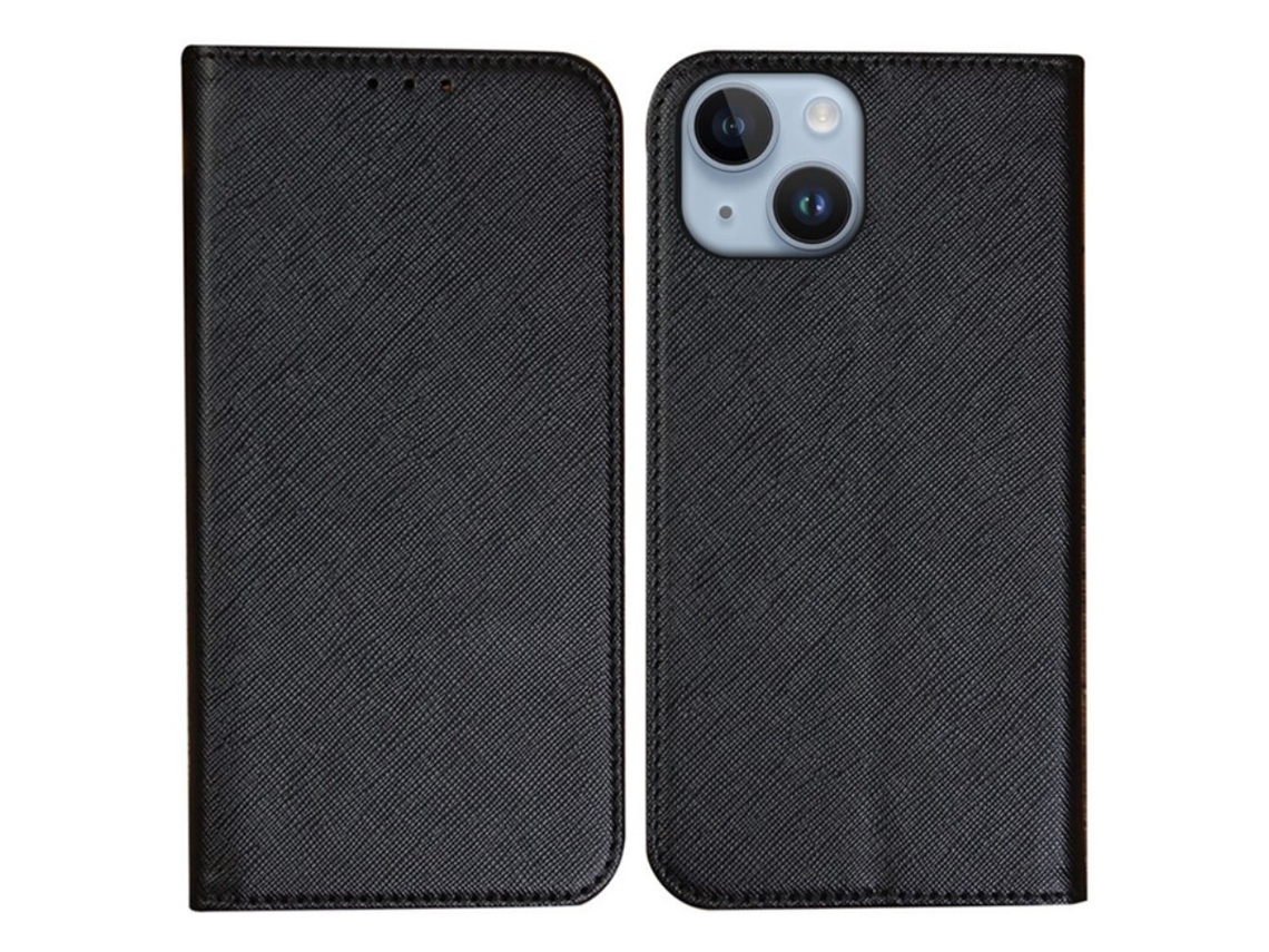 Capa Para Iphone 15 Plus Pele Sintética Preto