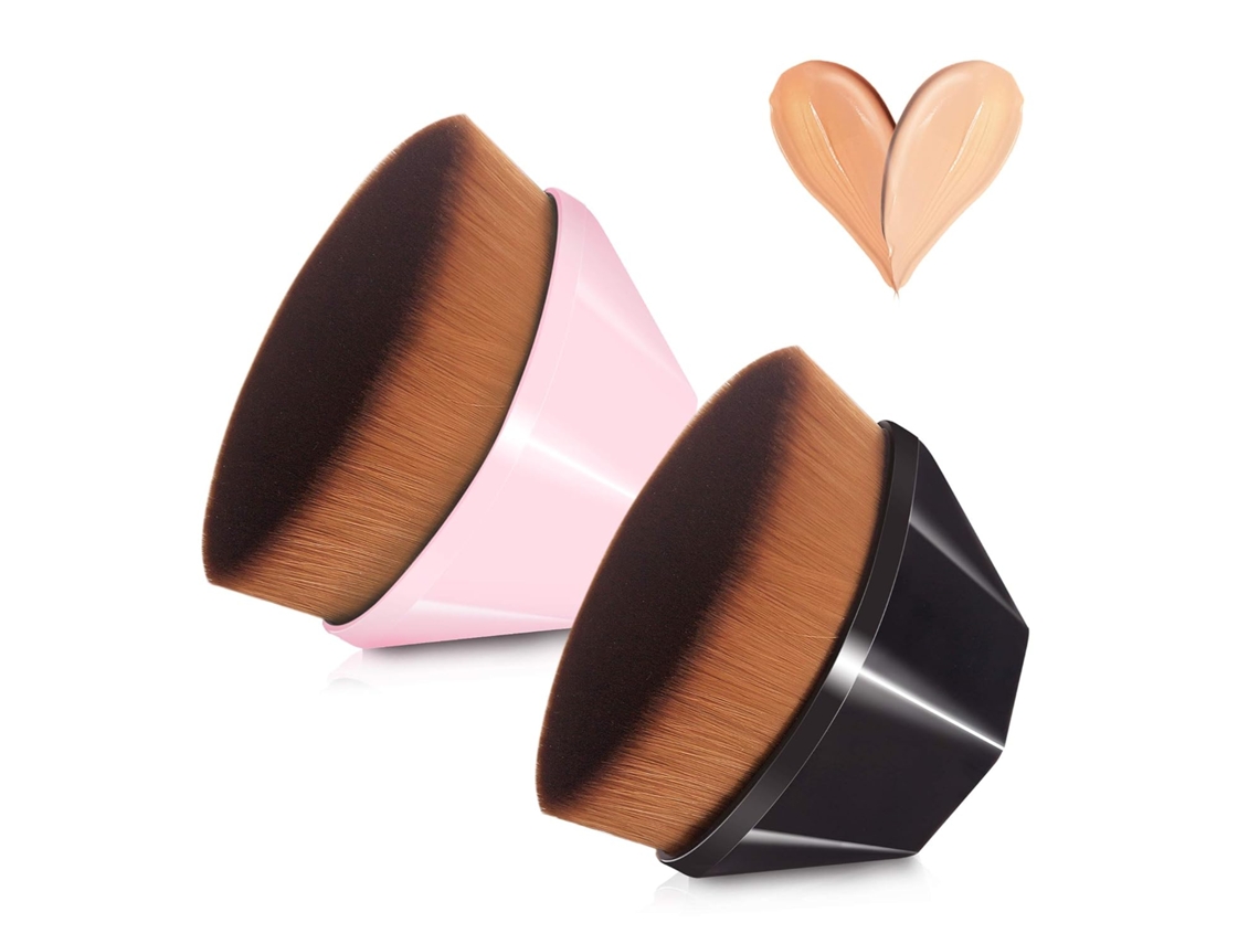 Pincel De Maquiagem Definitivo Para Líquidos E Pó, Cerdas Sintéticas, Fácil Aplicação, Multifuncional, Embalagem Ideal Para Viagens, Em Preto E Rosa (