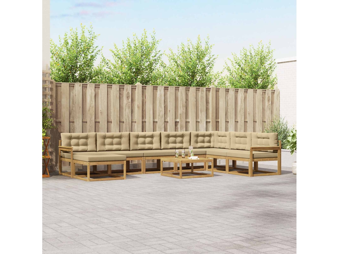 Vidaxl Conjunto De Sofás Para Exterior 9 Unid. Branco E Bege