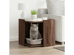 Vidaxl Compartim. Caixa Areia Gatos Deriv. Madeira Carvalho Castanho