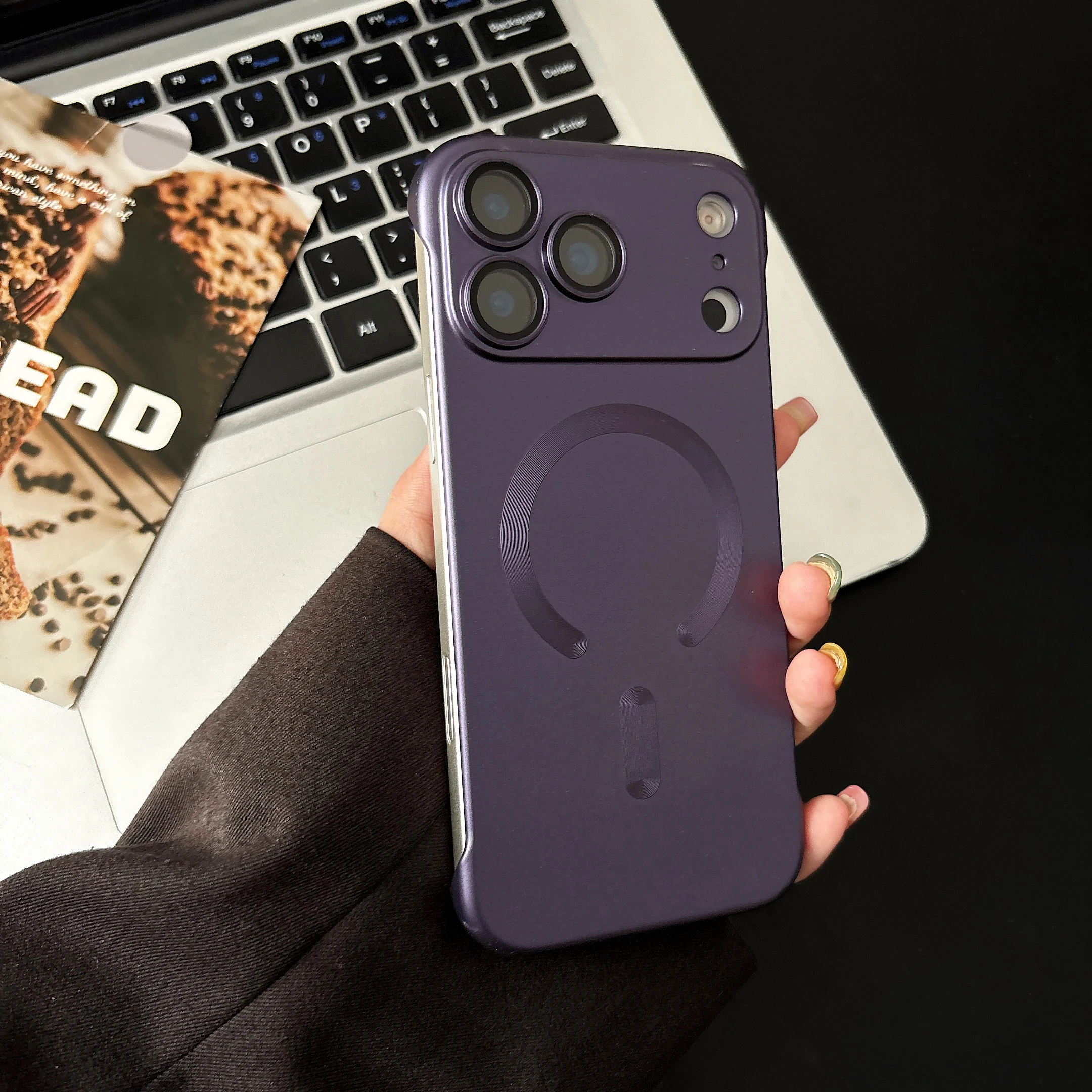 (iphone 14 Plus, Roxo Escuro) Capa Protetora Magnética Ultrafina Para Iphone, Compatível Com Carregamento Magsafe.