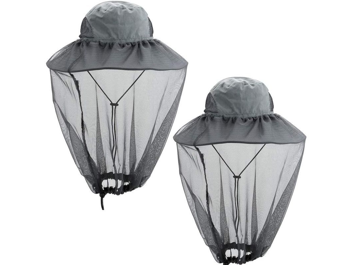 2026 2 Pacotes de Bonés com Malha Anti mosquitos Removível, Aba Larga, para Caminhada, Pesca, Jardinagem, Cinza Escuro