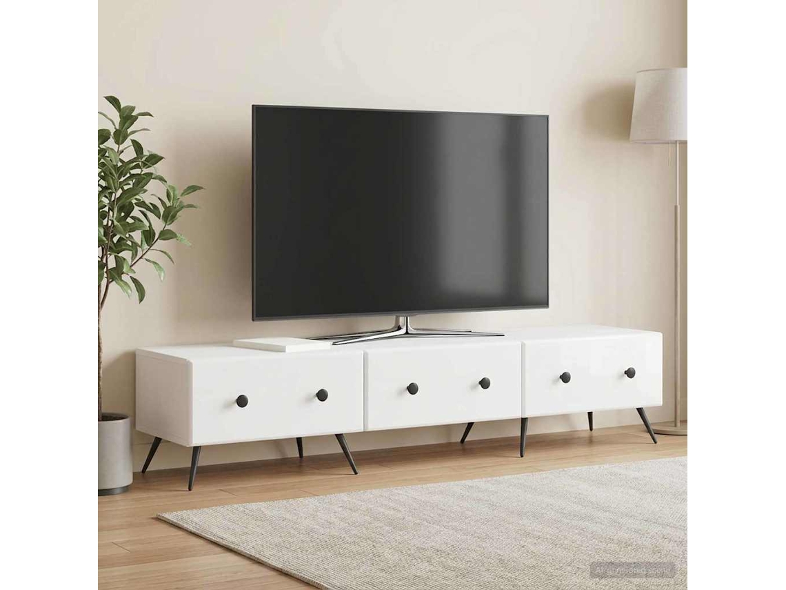 Vidaxl Gabinete Para Tv Com Gaveta Branco Brilhante 147 X 34,5 X 30 Cm