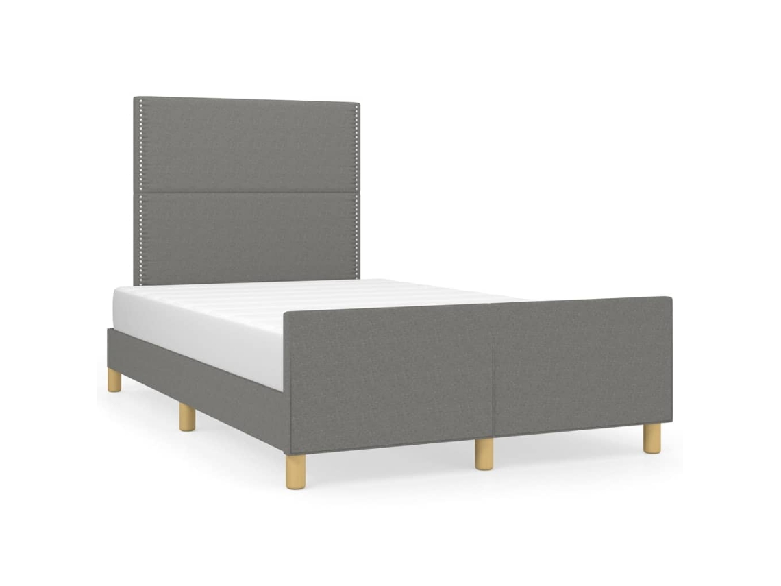 Bed Frame With Headboard, Bed Frames With Headboards Vidaxl Cinzeto Tecido (120 X 200 Cm)