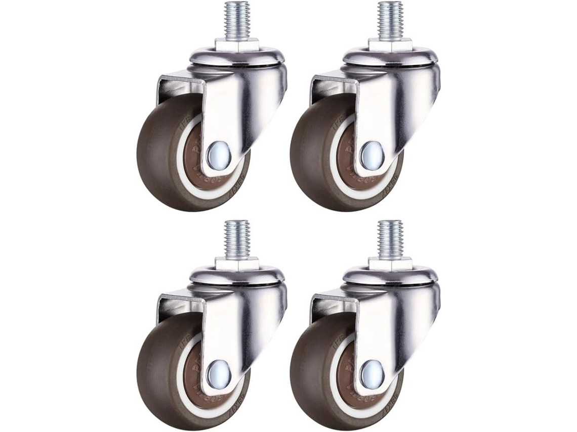 Conjunto De 4 Rodízios Giratórios Borracha 1,5 Polegadas Para Cadeiras