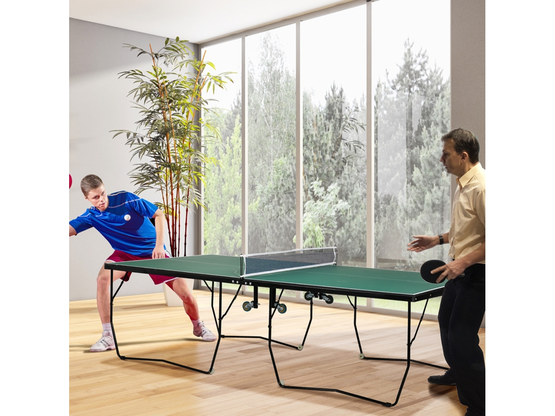 Mesa de Ping Pong Dobrável com Rede – Cor Azul – Aço e MDF – 152.5