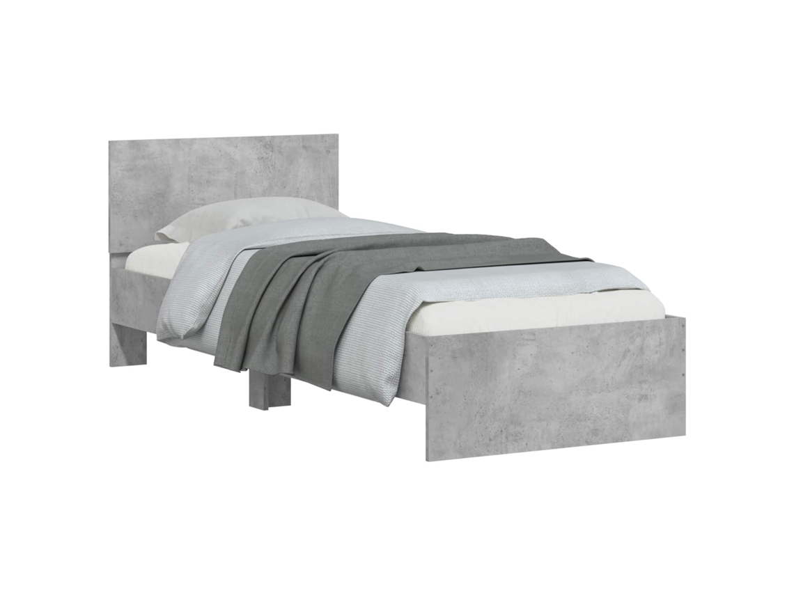 Vidaxl Estrutura De Cama Com Cabeceira Cinzento Cimento 80 X 200 Cm