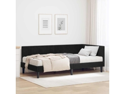 Vidaxl Estrutura De Cama De Canto Com Colchão 2 Unid. Preto Veludo