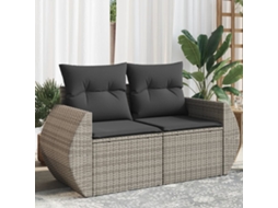 Vidaxl Sofá De Jardim De 2 Lugares Com Almofadões Vime Pe Cinzento