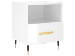 Mesa de Cabeceira Derivados de Madeira Branco Brilhante MAISON EXCLUSIVE