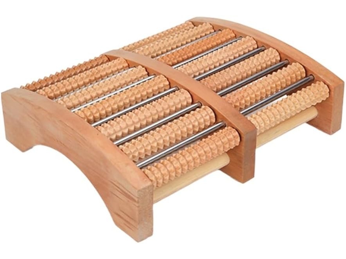Apoio Pés Escritório Madeira Usar Embaixo Mesa Rolo Massageador 33x27, 5x9cm 9cm
