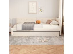 Cama auxiliar 90x200cm, veludo, extra 90x190cm, sofá cama, minimalista, confortável, bege, KOMHTOM