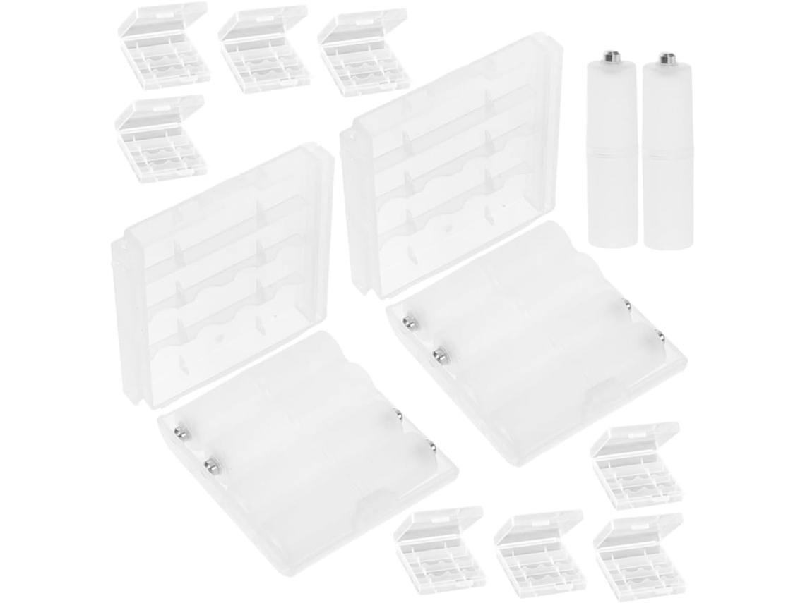 Pacote Com 10 Adaptadores De Energia Aaa/aa Com Estojo De Armazenamento Transparente Gokoco