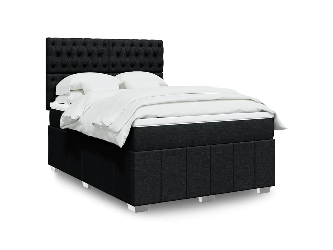 Vidaxl Cama Com Molas/colchão 140x190 Cm Tecido Preto