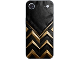Capa Para Celular Compatível Com Apple Iphone Air, Em Couro Preto Com Moldura Dourada.