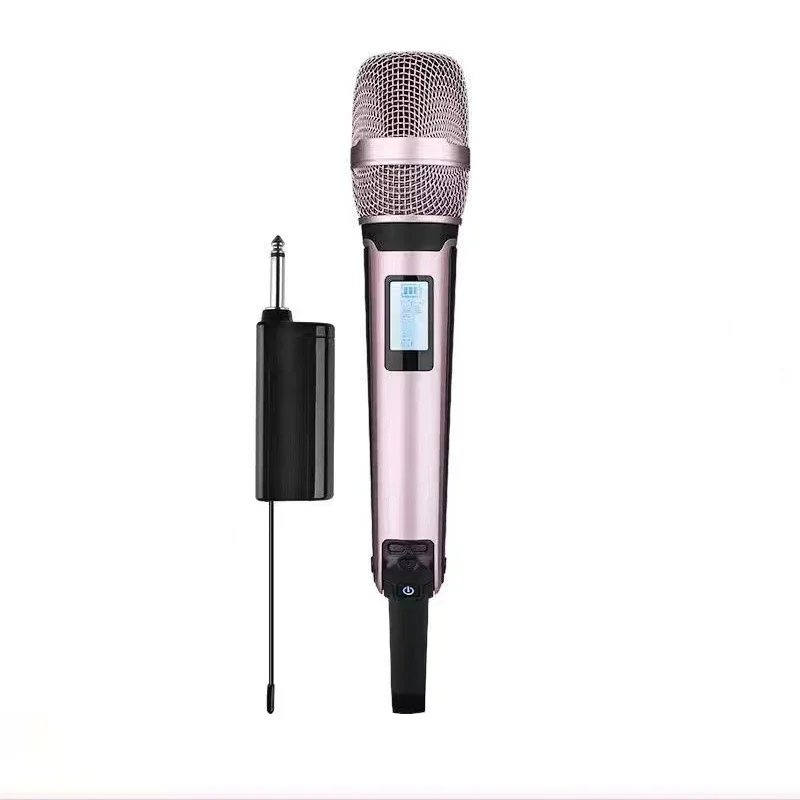 Microfone Dinâmico Sem Fio UHF MDUG profissional, rosa