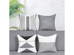 Conjunto De 4 Almofadas De 45x45 Cm - Almofadas Decorativas - Desenho Geométrico - Materiais De Poliéster - Materiais Ambientalmente Amigáveis - Conju