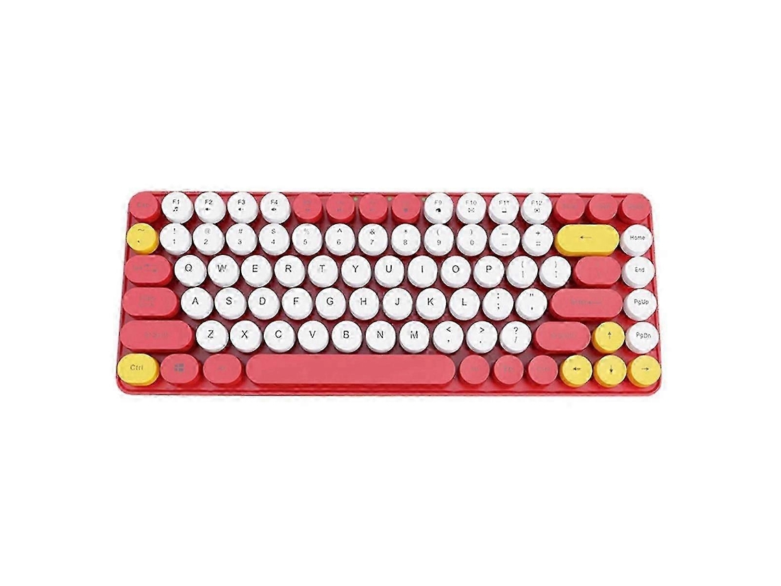 Teclado Sem Fio Retrô De 84 Teclas De 2,4 Ghz Com Teclas Redondas Para Laptops, Recarregável Everley891