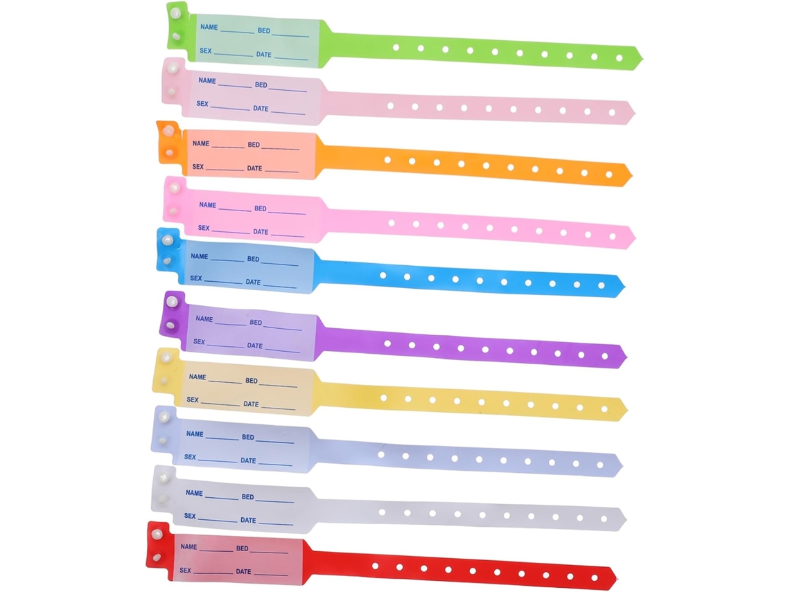 Kallory 100 - Pulseiras de Identificação Médica para Pacientes, Pulseiras de Plástico PVC para Eventos, Pacientes e