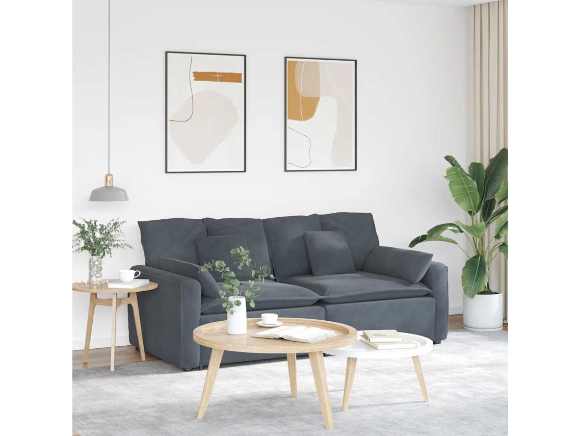 Vidaxl Sofá Modular Com Almofadas Cinzento-escuro