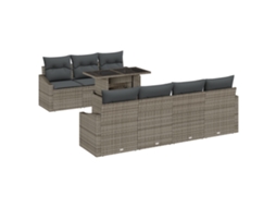 Conjunto 8 Conjunto De Sofá De Jardim Vidaxl Cinzento Vime Pe (100 X 55 X 73 Cm)