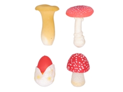 Conjunto De 4 Modelos De Cogumelos Em Miniatura Alta Simulação Para Decoração E Educação Infantil
