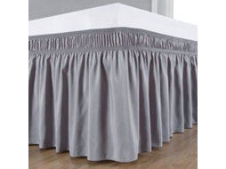 Saia de cama elástica de microfibra 150x200cm com gola 40cm cinza fácil instalação | S/MARCA