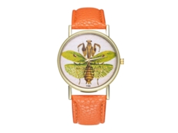 Reloj Unisex De Cuarzo Con Correa De Cuero Pu Y Dial De Números Romanos (naranja)