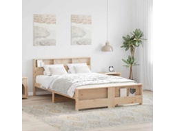 Vidaxl Estrutura Da Cama Castanho 150 X 200 Cm Madeira De Pinho Maciço