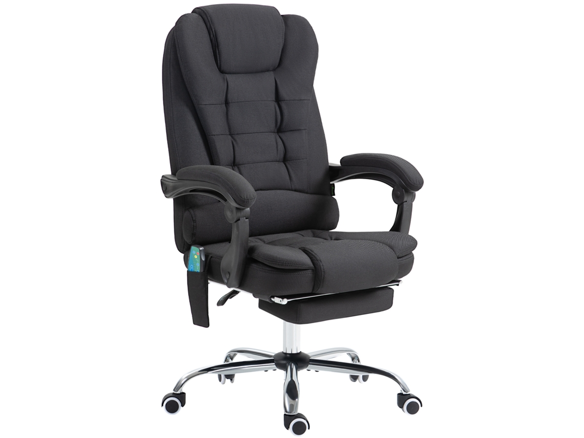 Cadeira de Escritório com Massagem 6 pontos, aquecimento, apoio para pés, controle remoto S/MARCA 65x70x111/119 cm preto