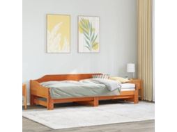 Vidaxl Sofá-cama Com Gavetão 90x200 Cm Madeira De Pinho Castanho Cera