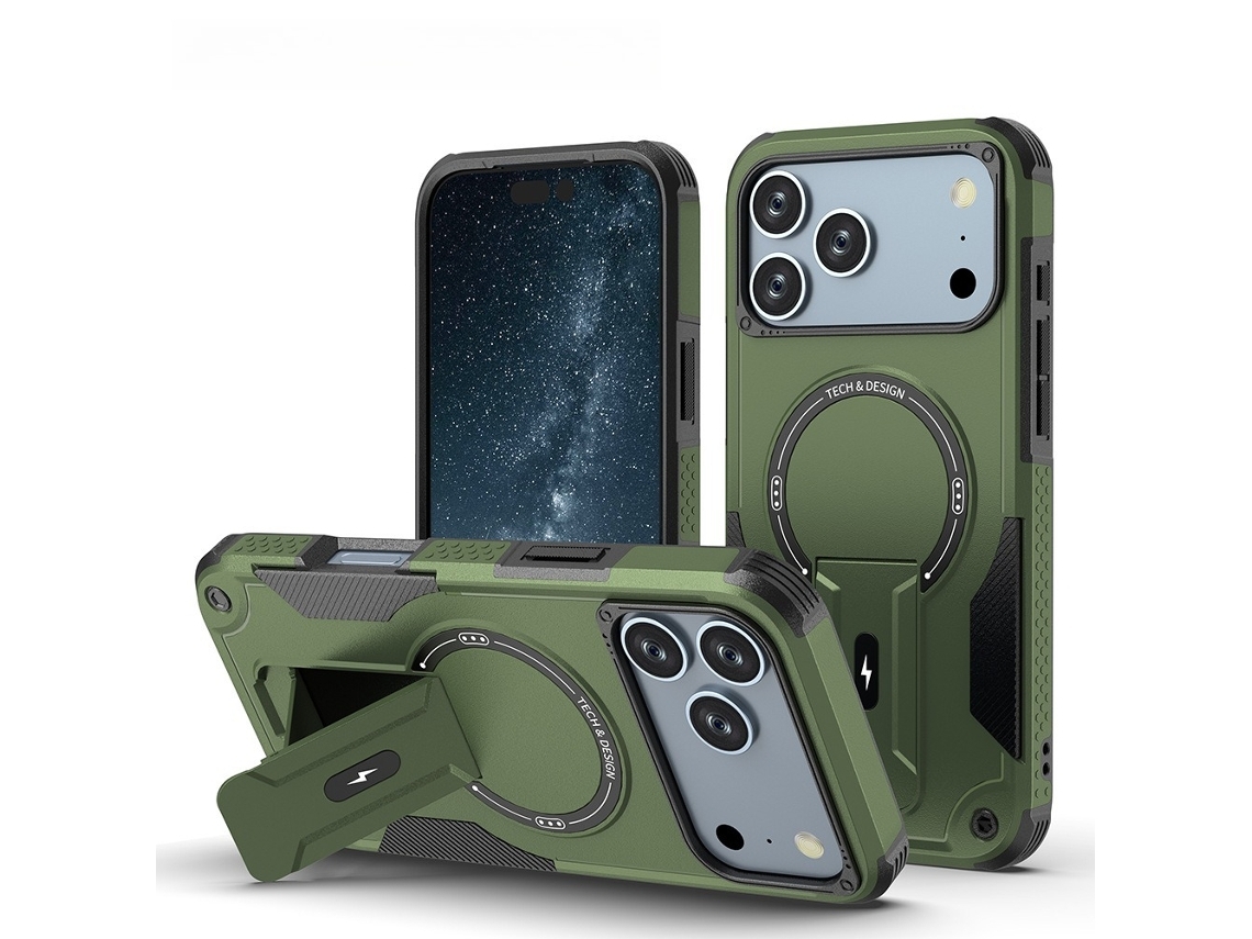 Capa Para Iphone 18 Pro, Resistente A Quedas E Impactos, Com Suporte Integrado Verde Hibbent