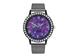 Reloj De Números Romanos Con Strass Correa De Malla Cuarzo Moda (w1 Negro)