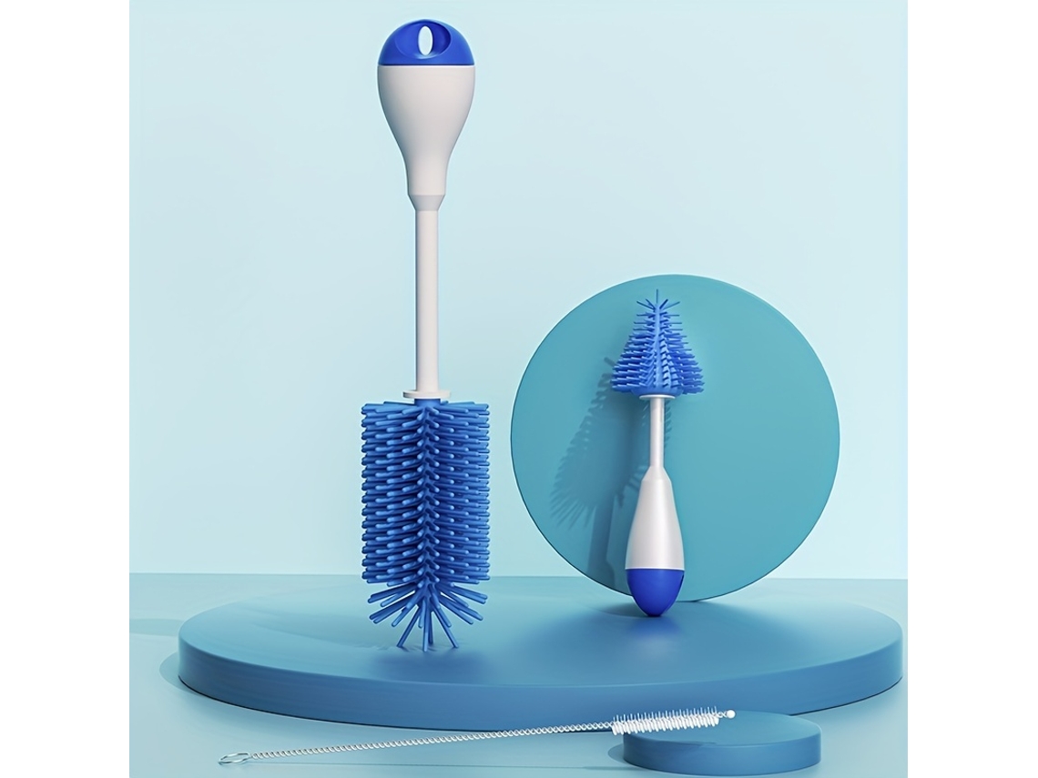 Conjunto de Escova Silicone 3 em 1 para Mamadeiras com Limpador Bico e Canudo Copos Treinamento AQUAFORGE