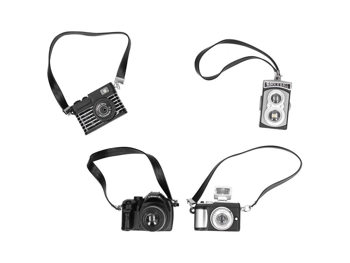 Mali 4pcs Mini Câmera Slr com Cordão para Decoração de Casinha de Bonecas, Presente Perfeito