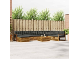 Vidaxl Conjunto De Sofás Para Exterior 9 Unid. Natural E Antracite