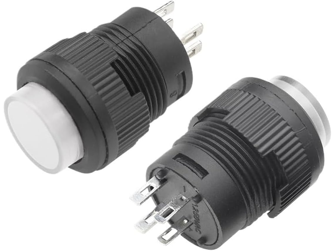 1-interruptor De Botão Com Intertravamento 16mm E Travamento Automático Iluminação Led Branca, 4 Pinos, R16-503