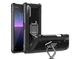 Capa Protetora De Fibra De Carbono Com Suporte De Anel Giratório De 360 Graus Para Sony Xperia 10 Ii